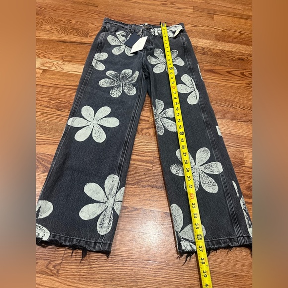 $395 The Great The Hero Black Daisy Stamp Jean Women's Size 25 Made In Usa - Picture 7 of 16